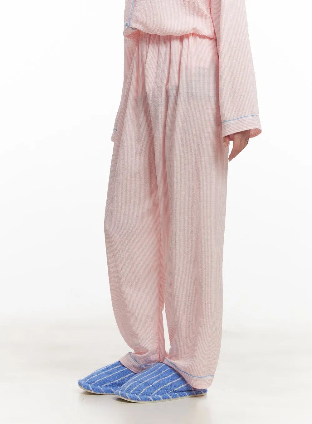 Flowy Stripe Buttoned Pajama Set IM504