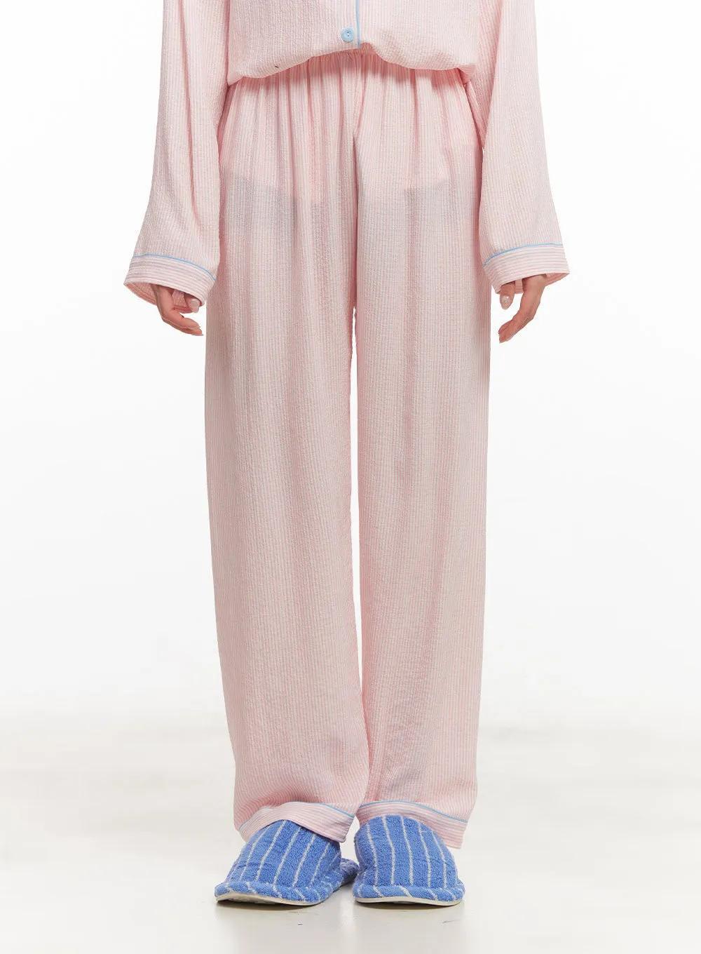 Flowy Stripe Buttoned Pajama Set IM504