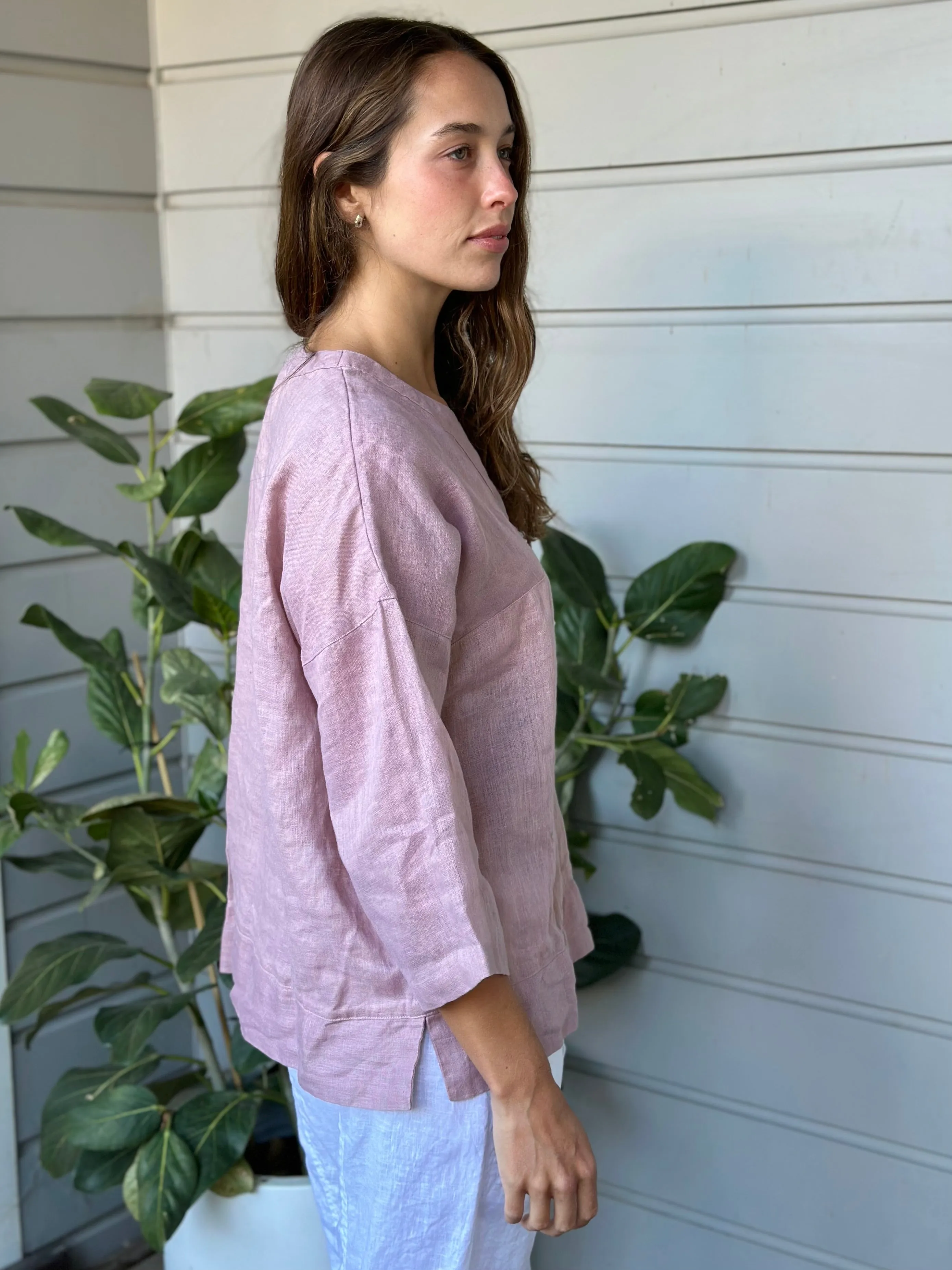 francis top - dusty rose linen