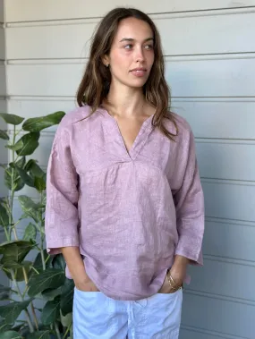 francis top - dusty rose linen