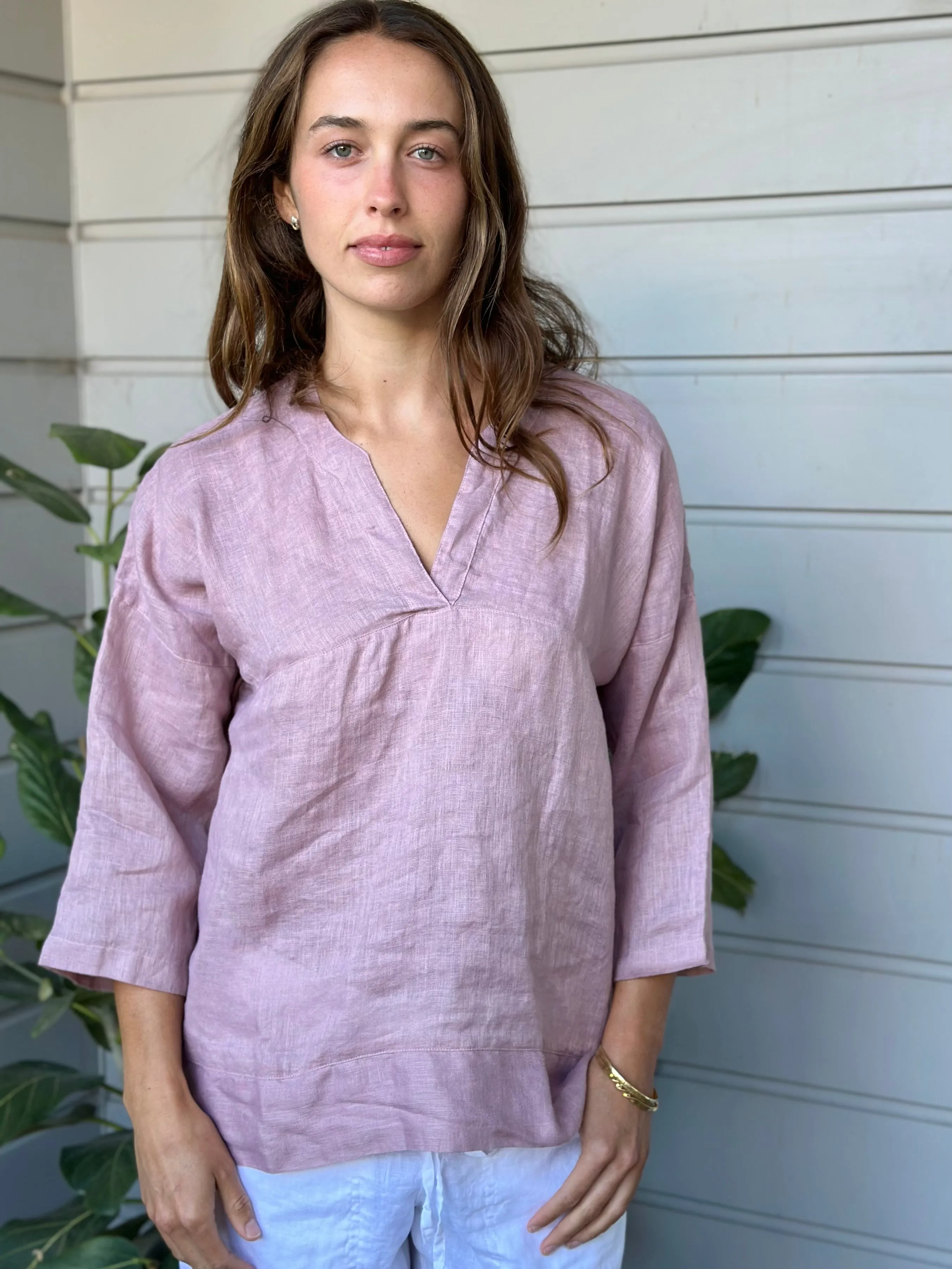 francis top - dusty rose linen