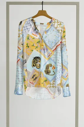 Herzens Angelegenheit 6167 232024 Quiet Blue Multi Print Silk Blouse