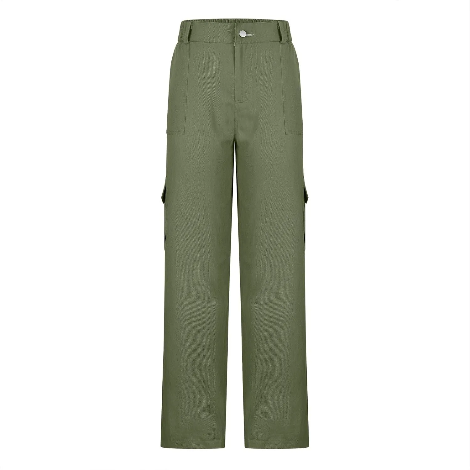 High Waist Stretch Cargo Pants for Women Baggy Multiple Pockets Relaxed Fit Trousers Straight Wide Leg Y2K Streetwear