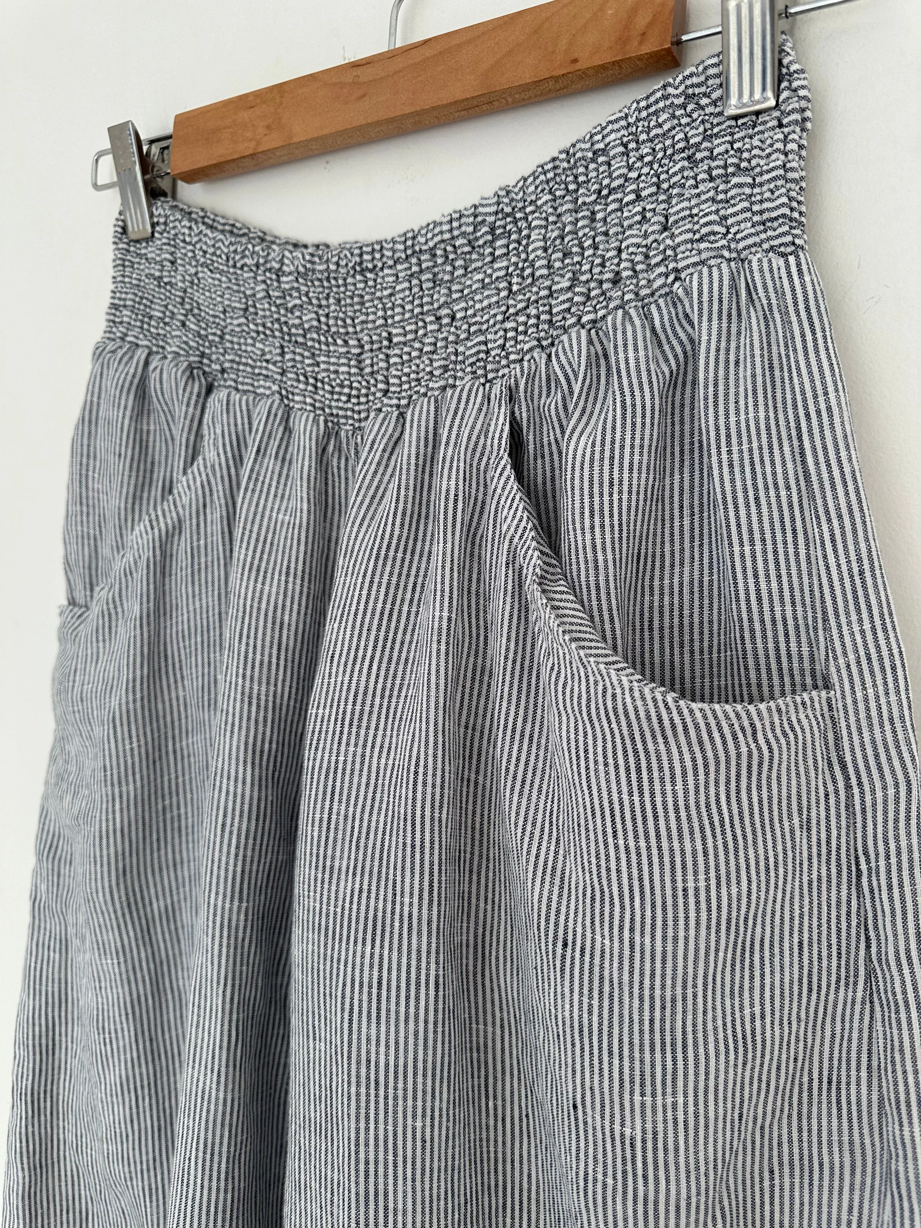 jackie pants - fine grey stripe linen