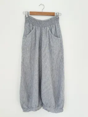 jackie pants - fine grey stripe linen
