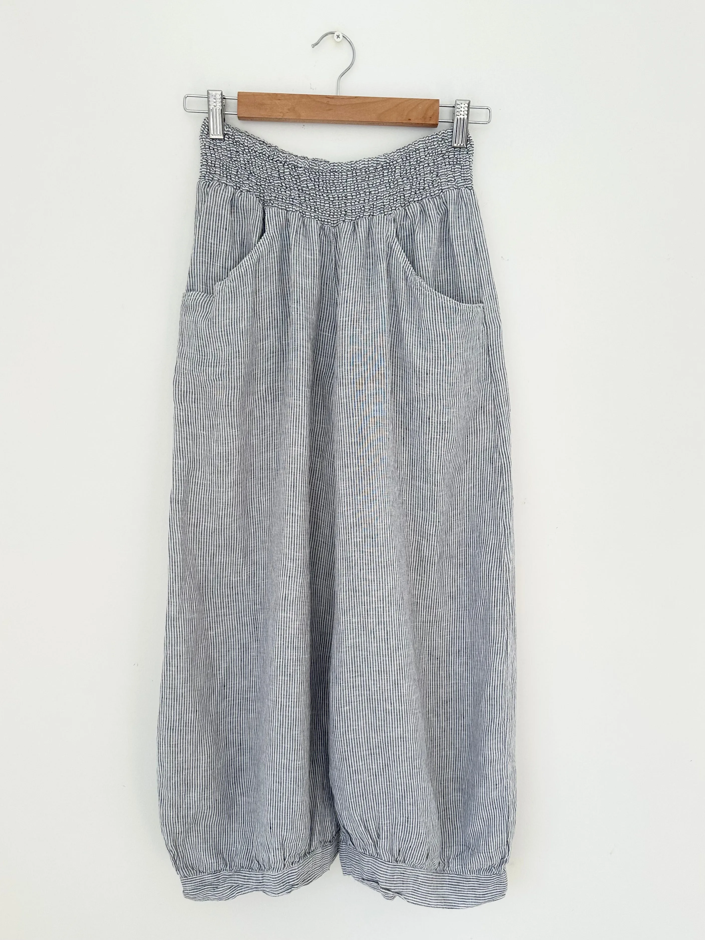 jackie pants - fine grey stripe linen