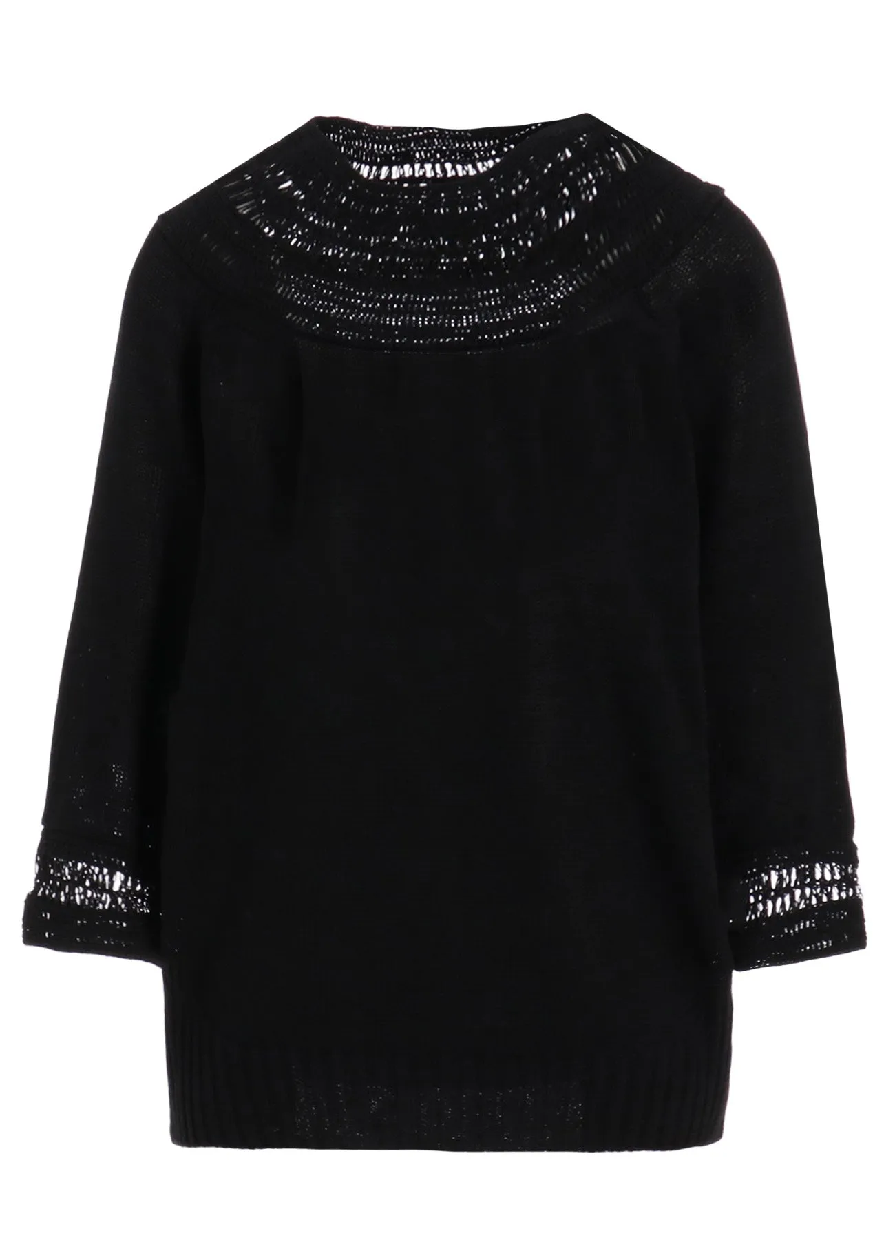 JERSEY BROAD STITCH CROCHET HALF SLEEVE PULLOVER