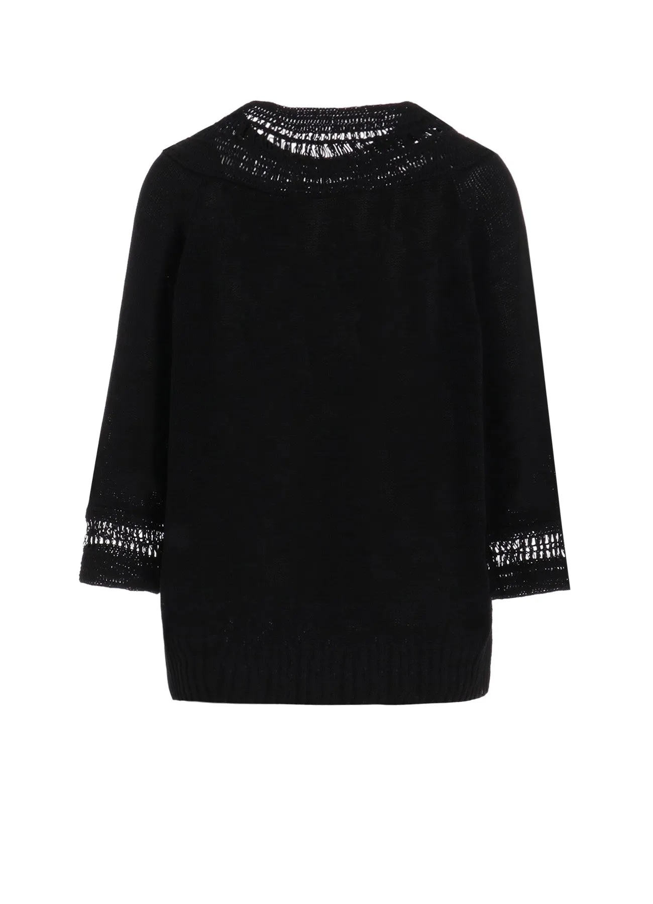JERSEY BROAD STITCH CROCHET HALF SLEEVE PULLOVER