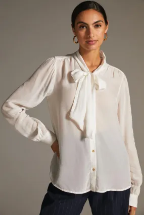 Lightweight Shirt with Ribbon Collar