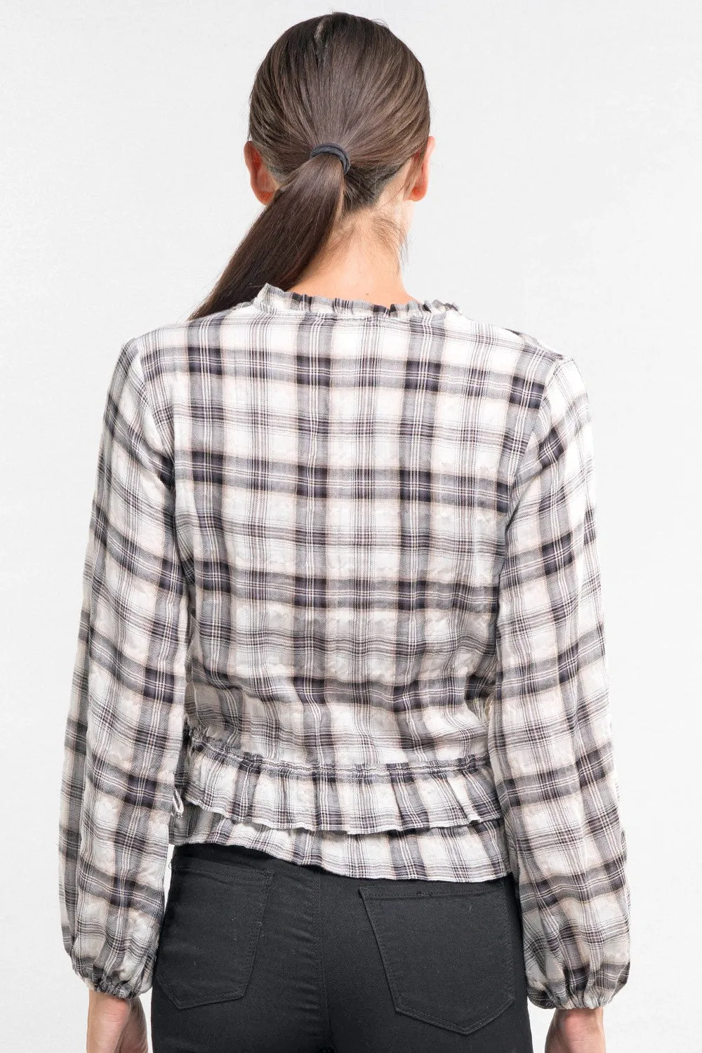 Lightweight Yarn Dye Ruffle Top