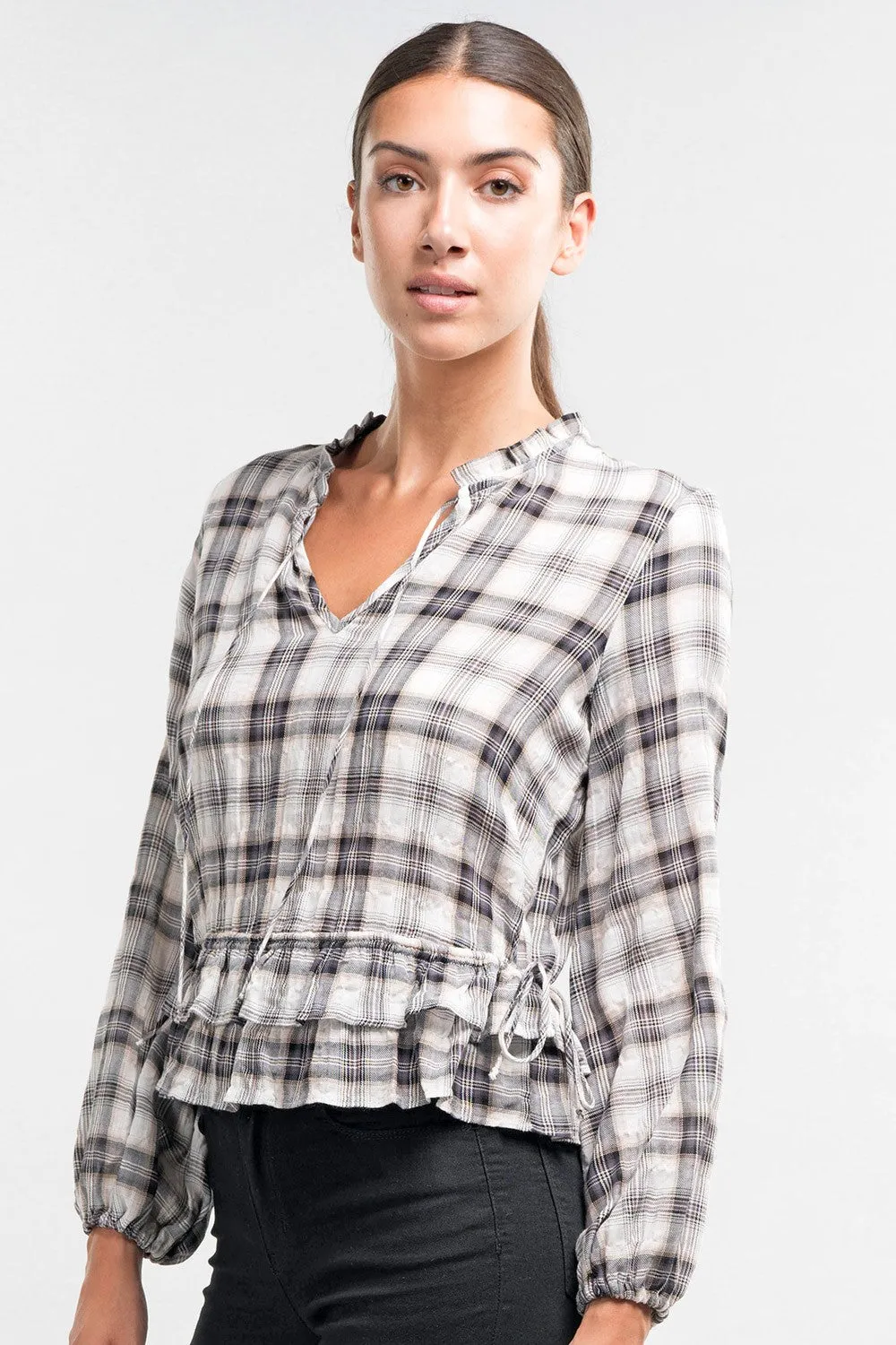 Lightweight Yarn Dye Ruffle Top