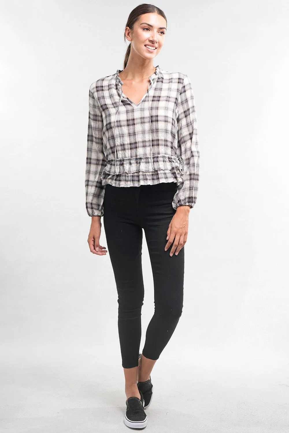 Lightweight Yarn Dye Ruffle Top