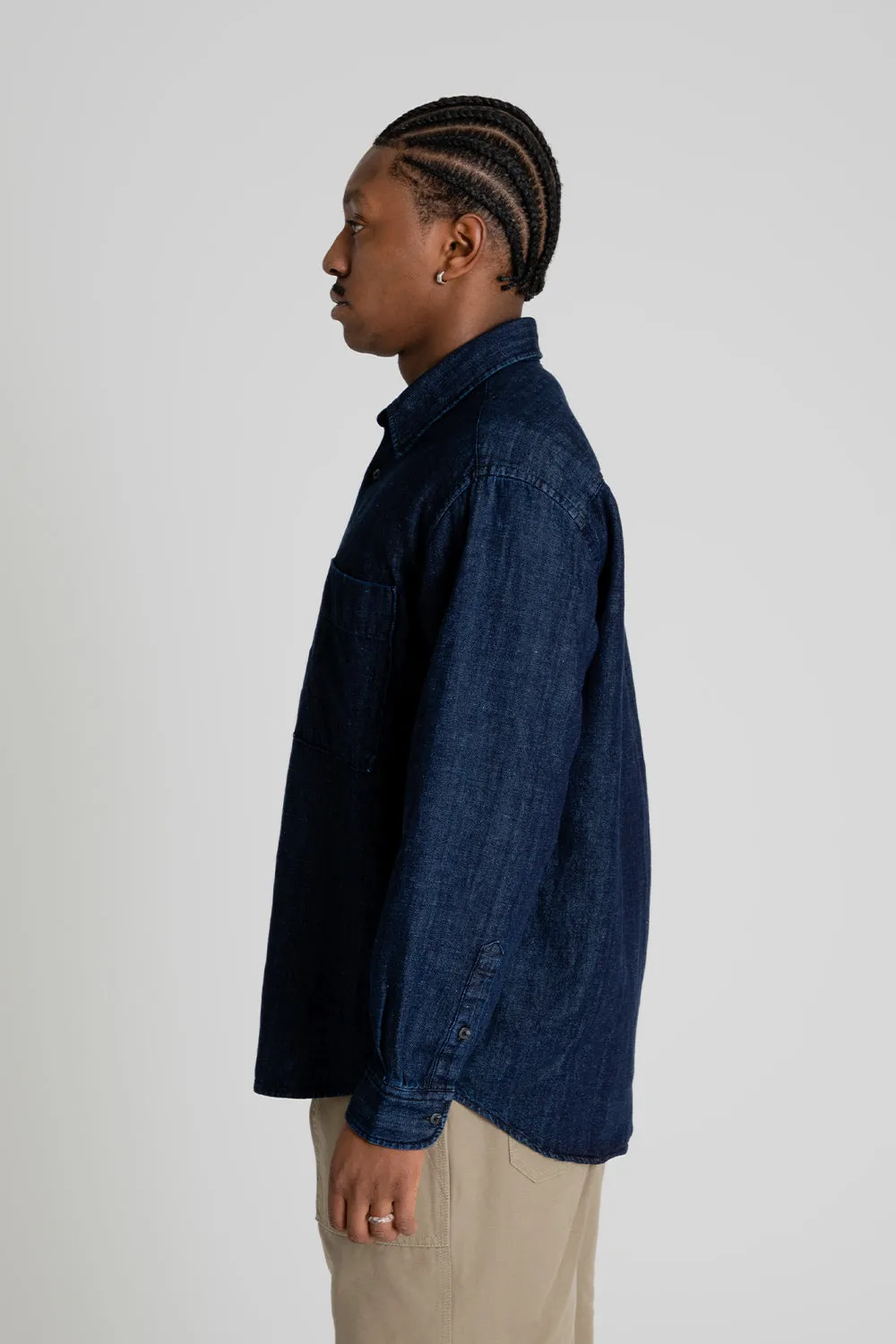 Linen Denim Relaxed Shirt - Indigo