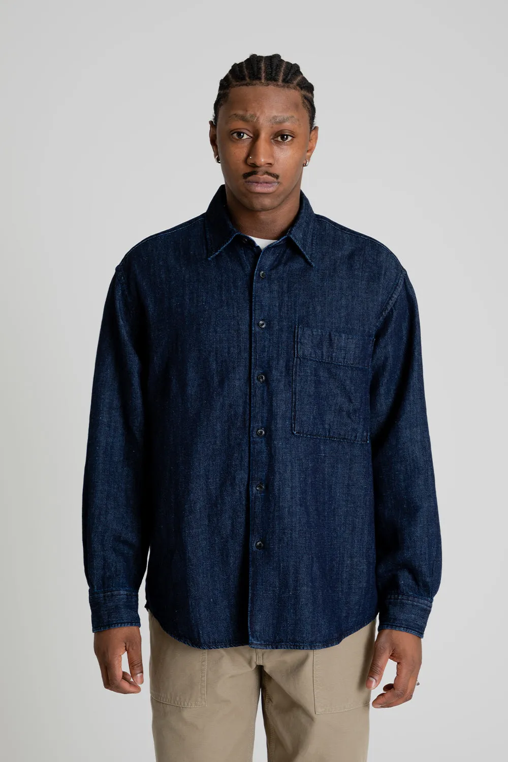 Linen Denim Relaxed Shirt - Indigo