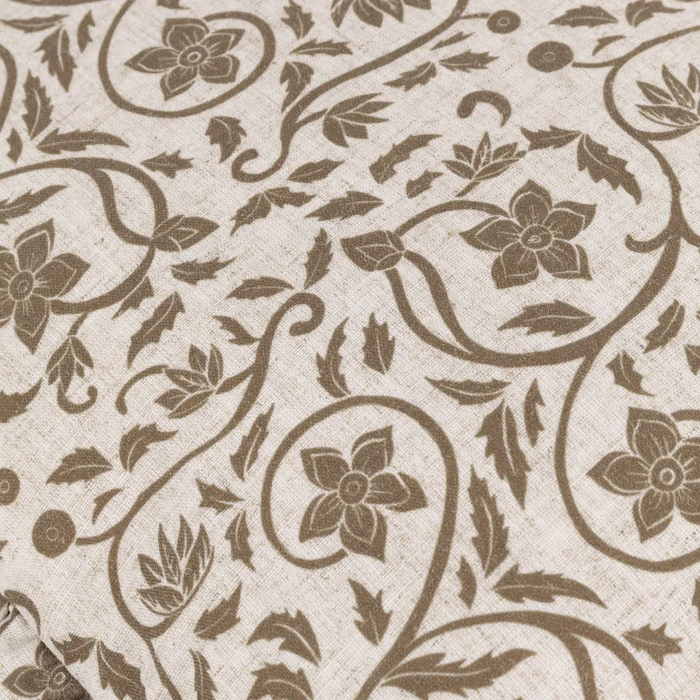 Linen Filigree Printed Ruffle Cushion Linen/Olive