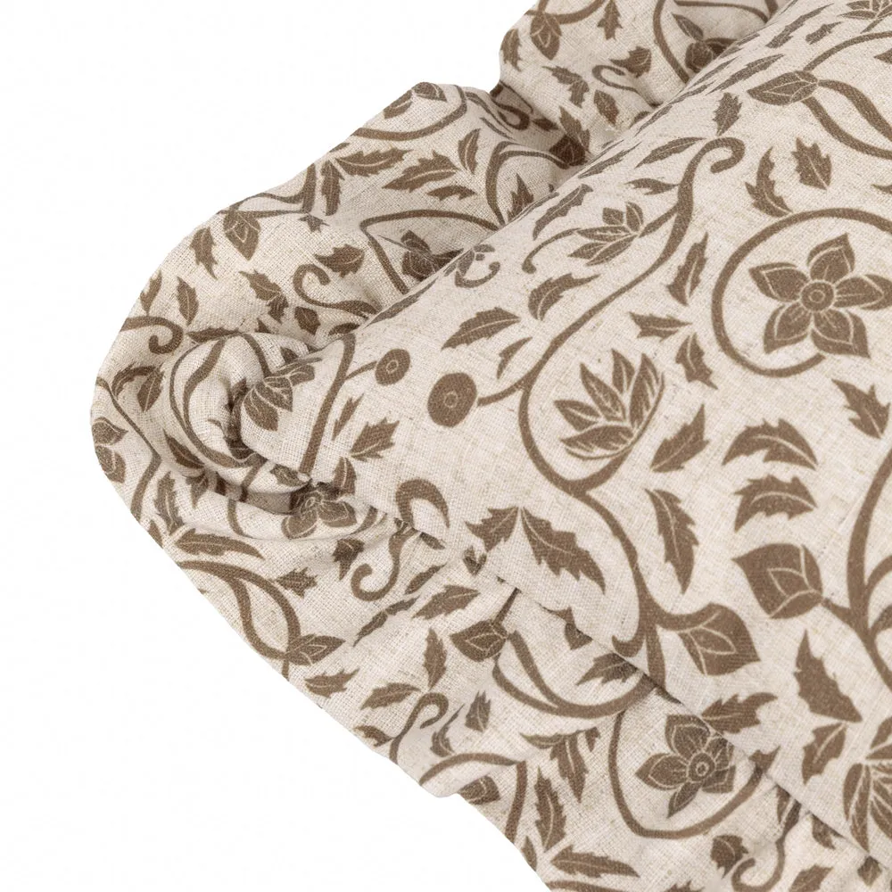Linen Filigree Printed Ruffle Cushion Linen/Olive