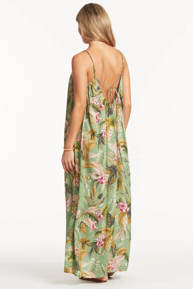 Lost Paradise Maxi Sundress Green