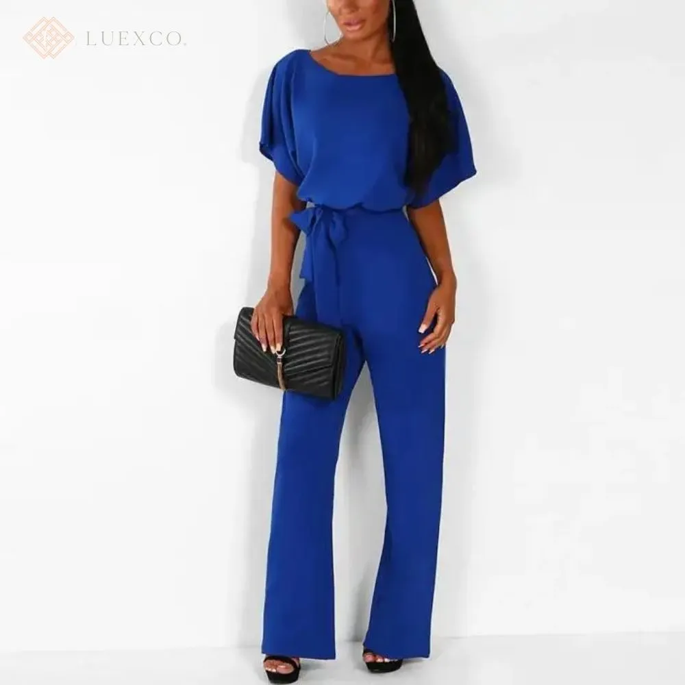 Luexco Prim Chic Tie Short Sleeve Jumpsuit