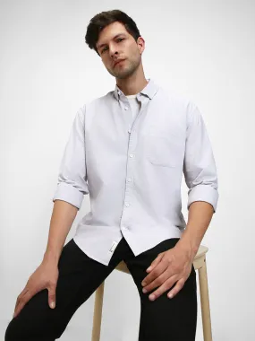 Men's Button Down Collar Regular Fit Solid Khaki Casual Shirts