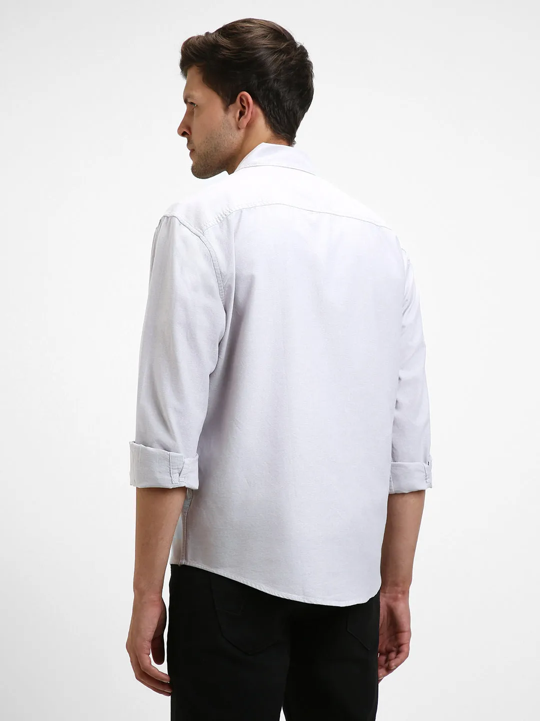 Men's Button Down Collar Regular Fit Solid Khaki Casual Shirts