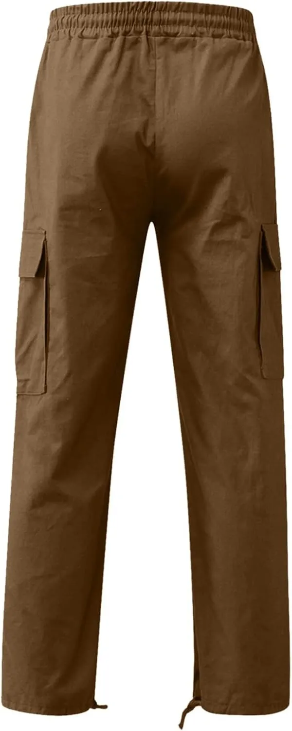 Mens Outdoor Cargo Pants Tactical Hiking Pants Baggy Workout Joggers Wide Leg Stretchy Jeans Loose Fit Trousers