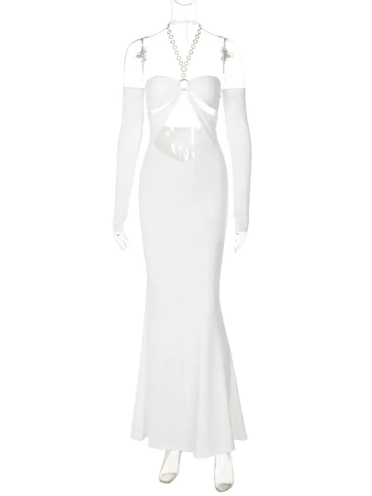 Mermaid Gown with Cutouts - Halter Evening Dress