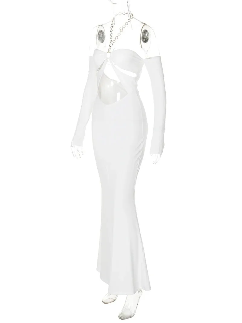 Mermaid Gown with Cutouts - Halter Evening Dress