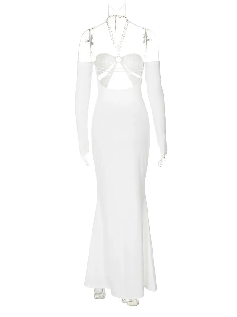 Mermaid Gown with Cutouts - Halter Evening Dress