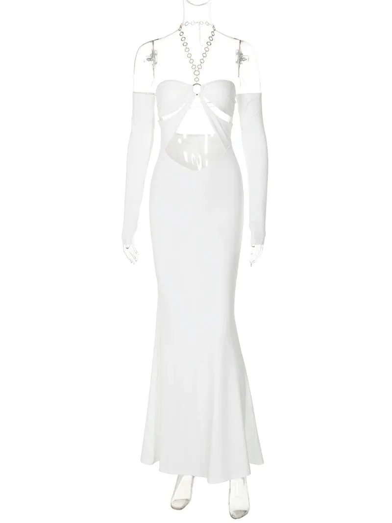 Mermaid Gown with Cutouts - Halter Evening Dress