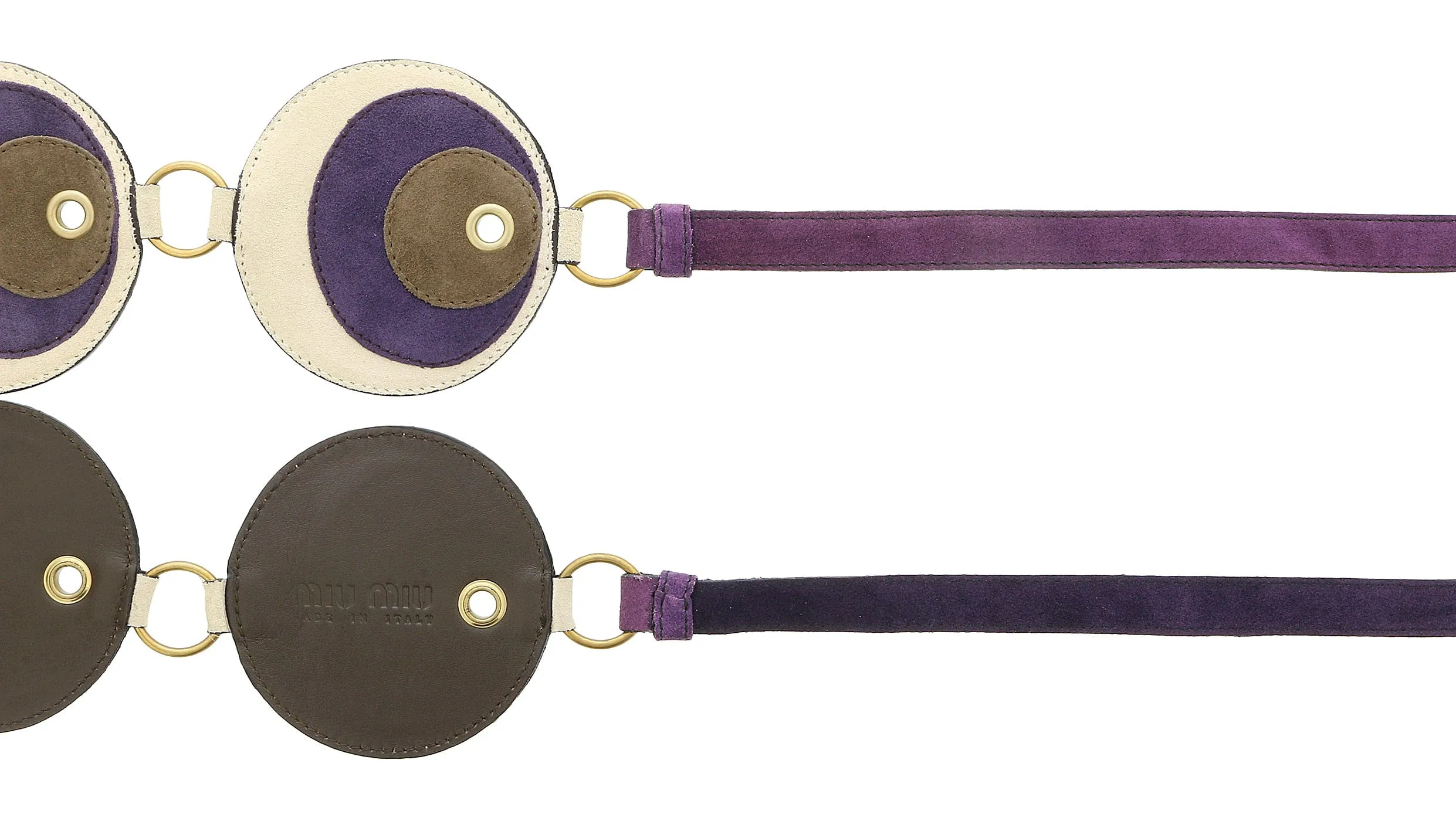 Miu Miu Purple Taupe Suede Patch Tie On Belt-