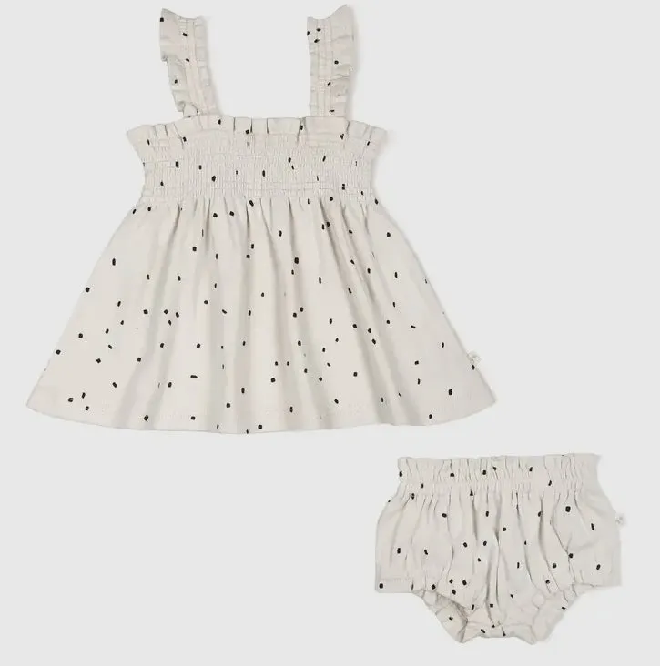 Organic Smocked Sundress - Pixie Dots