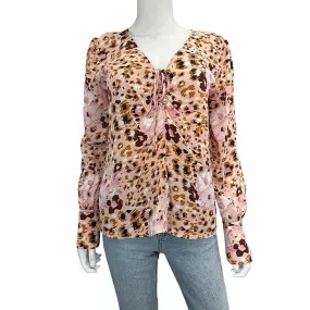 PAIGE Peach 100% Silk Blouse Size S