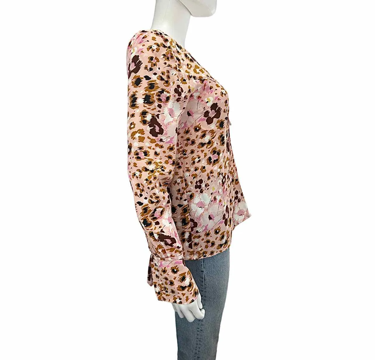 PAIGE Peach 100% Silk Blouse Size S