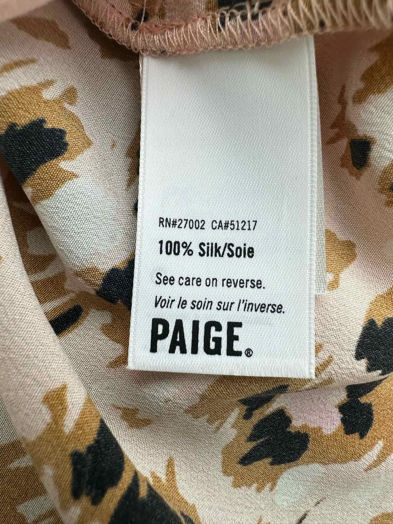 PAIGE Peach 100% Silk Blouse Size S