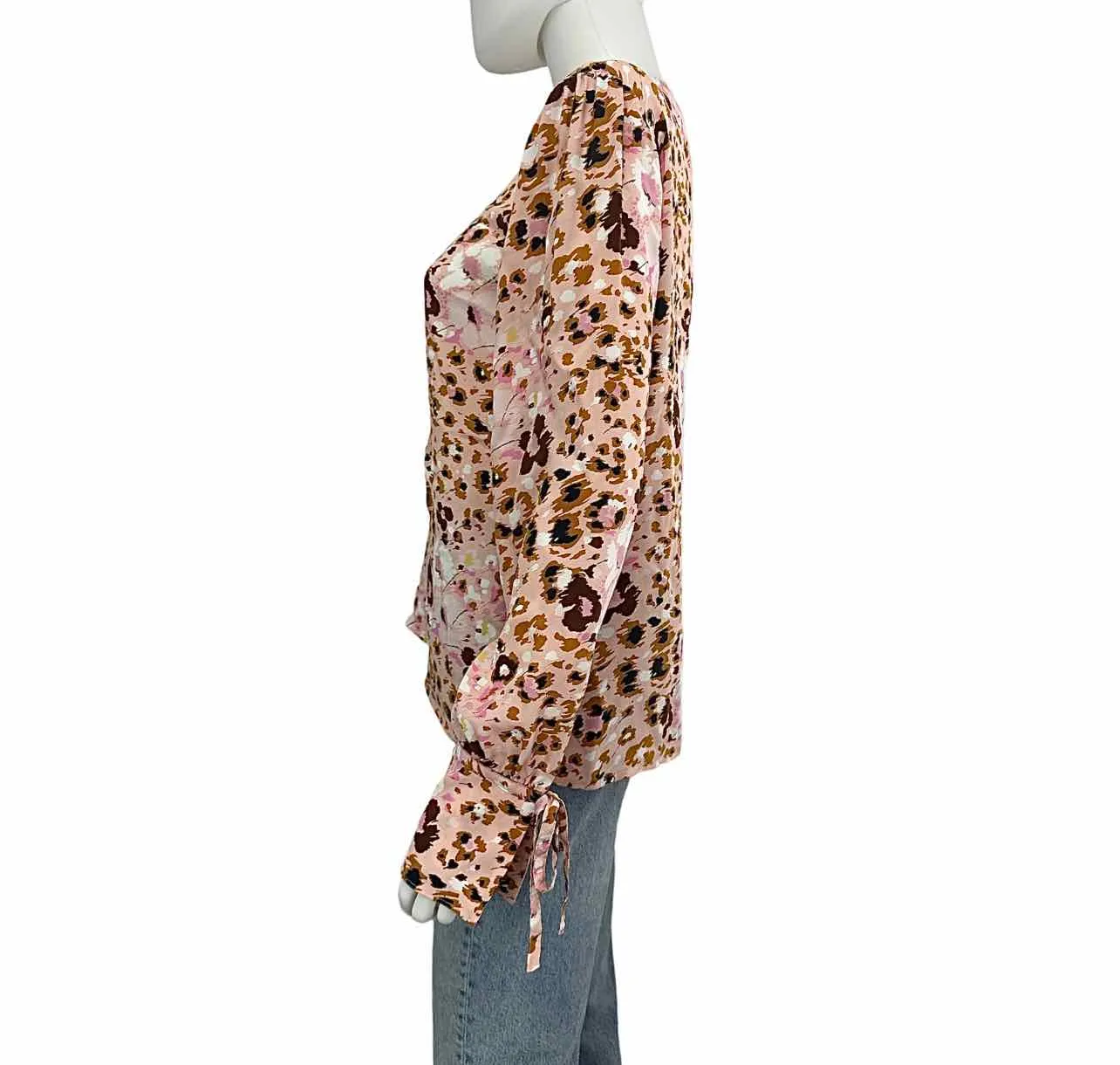 PAIGE Peach 100% Silk Blouse Size S