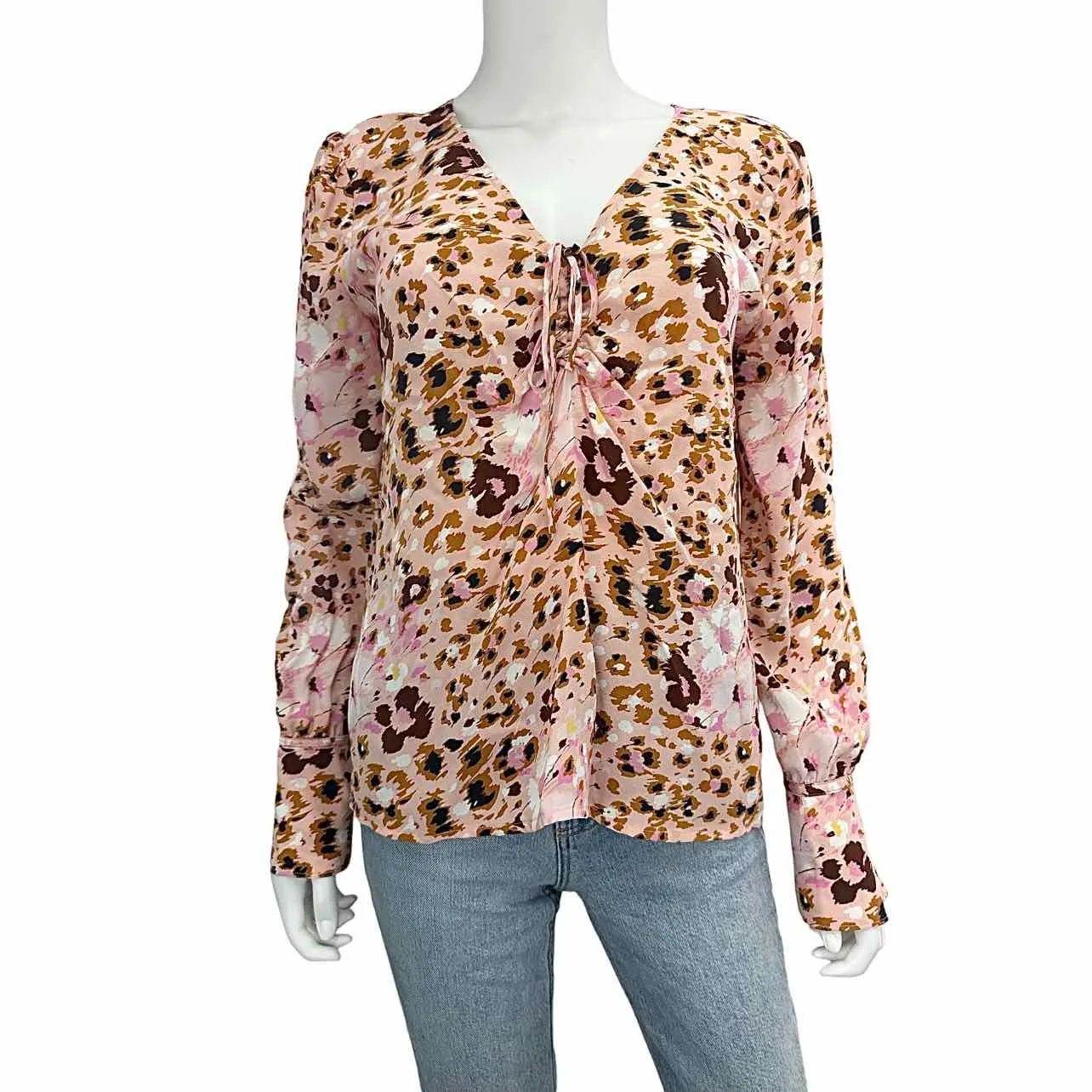 PAIGE Peach 100% Silk Blouse Size S