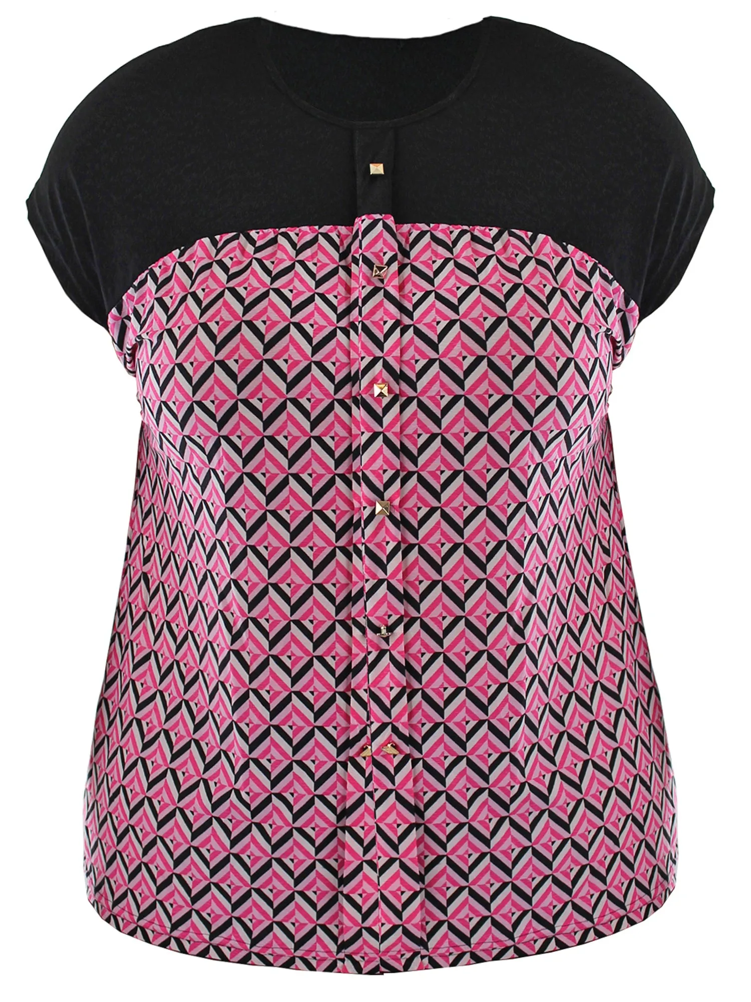 Pink Black White Womens Plus Size Lightweight Printed Blouse Top Size XXX-Large