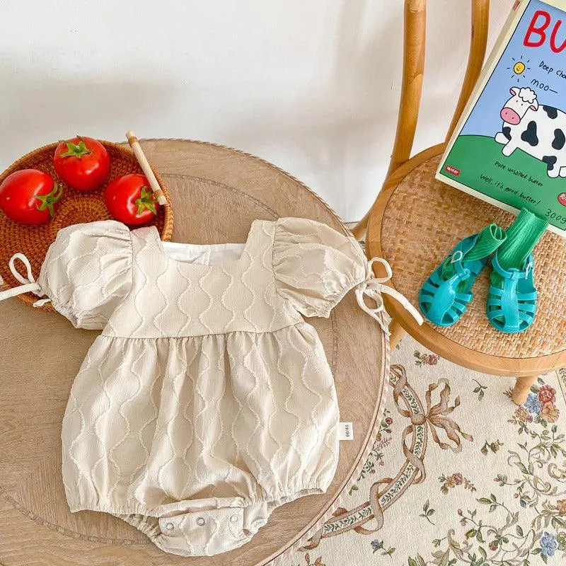 Puffy Ribboned Sleeved Romper