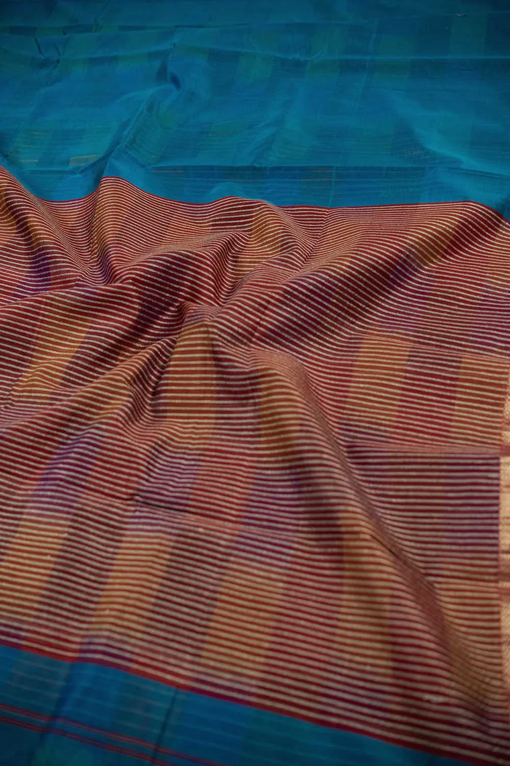 Rama Blue Maheshwari Silk Cotton saree