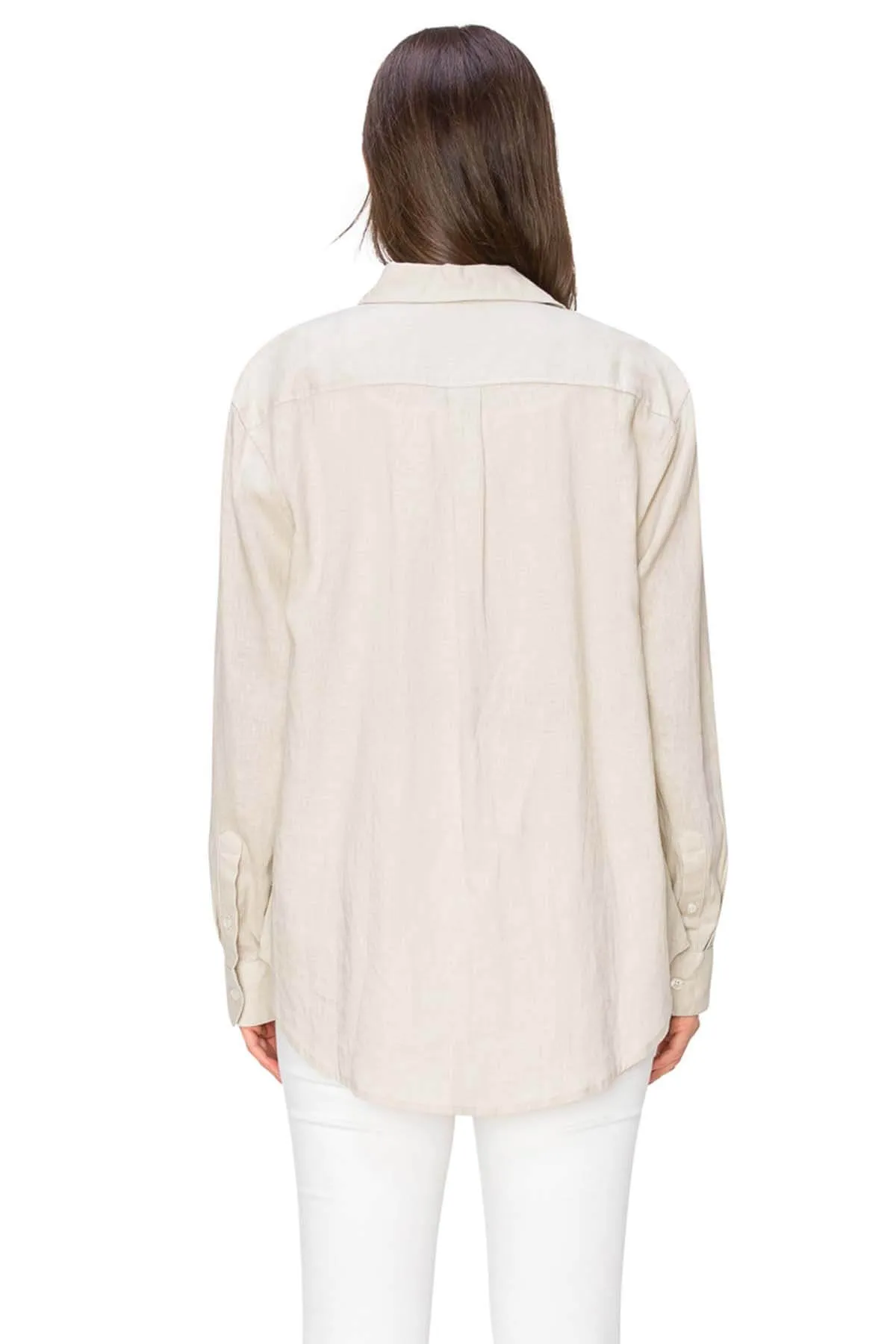 Relaxed Fit Linen Button-Down Shirts - Light Taupe