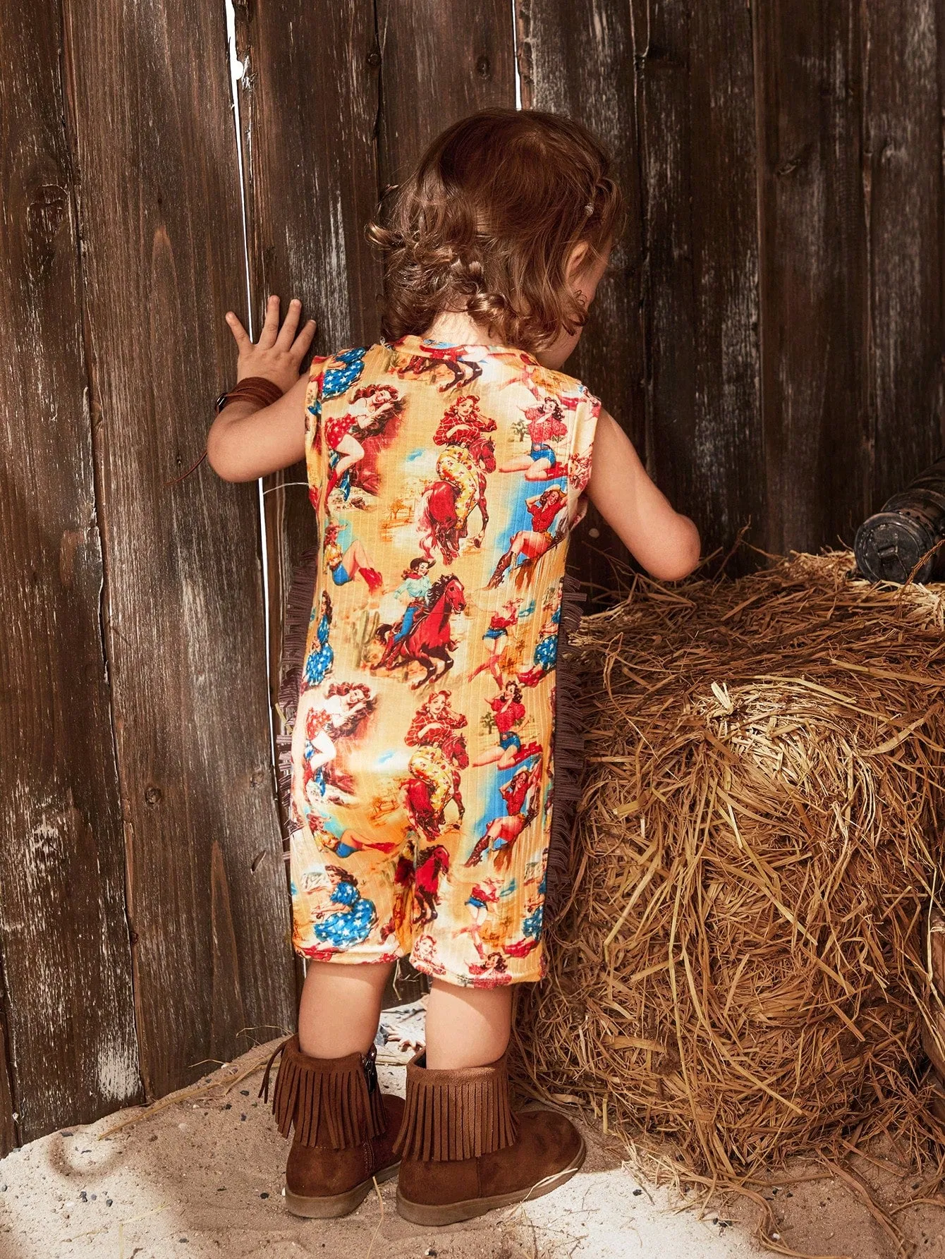 Retro Cowgirl Horse-A-Holic Fringed Romper