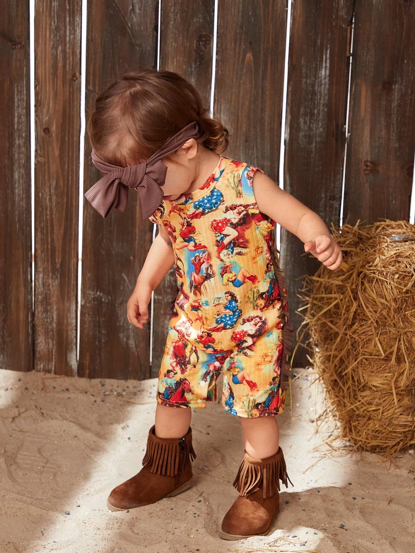 Retro Cowgirl Horse-A-Holic Fringed Romper