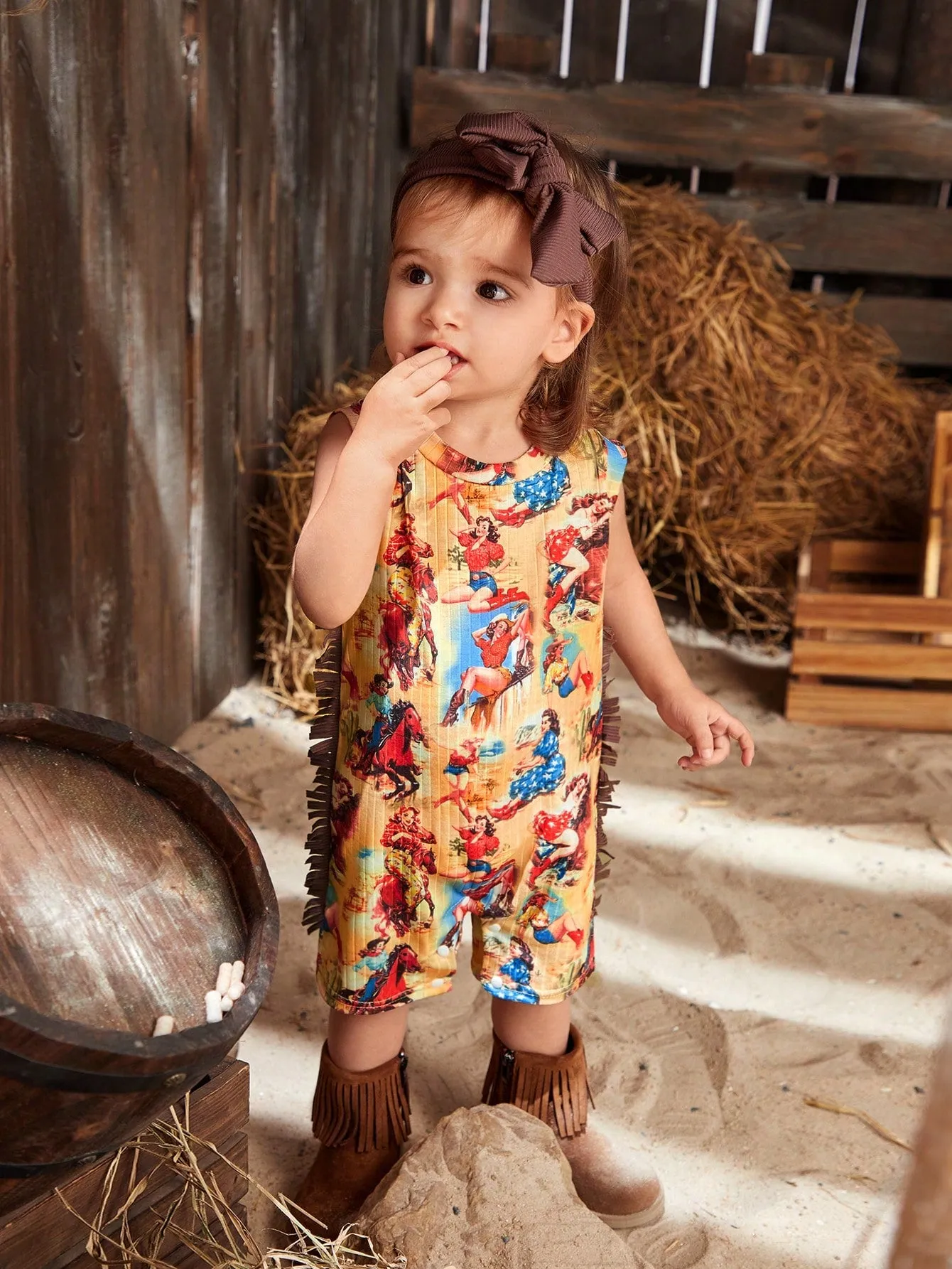 Retro Cowgirl Horse-A-Holic Fringed Romper