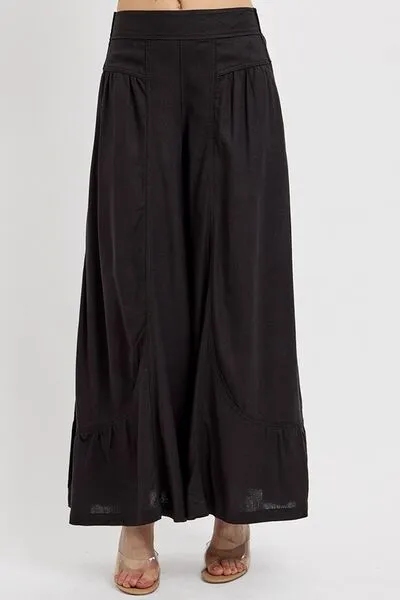 Shirring Detail Wide Leg Pants