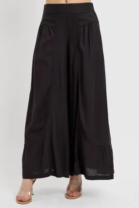 Shirring Detail Wide Leg Pants