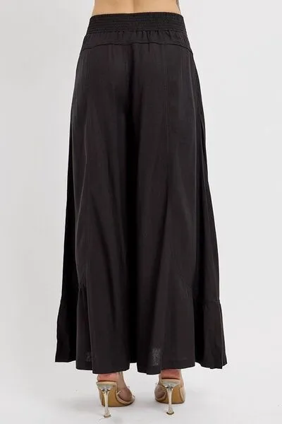 Shirring Detail Wide Leg Pants
