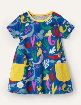 Short-sleeved Printed Tunic-Marina Blue Mermaids