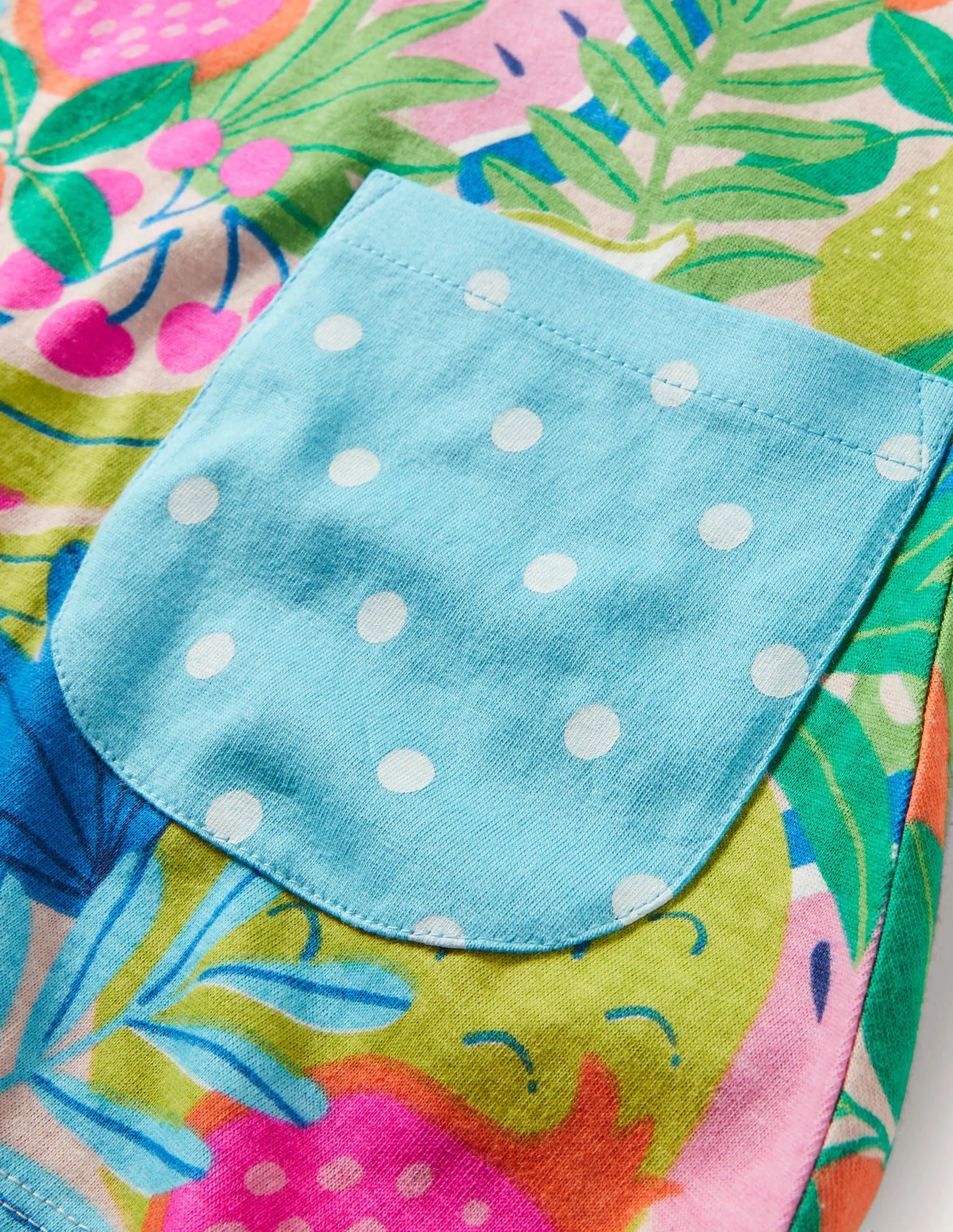 Short-sleeved Printed Tunic-Tickled Pink Tropical Fruit