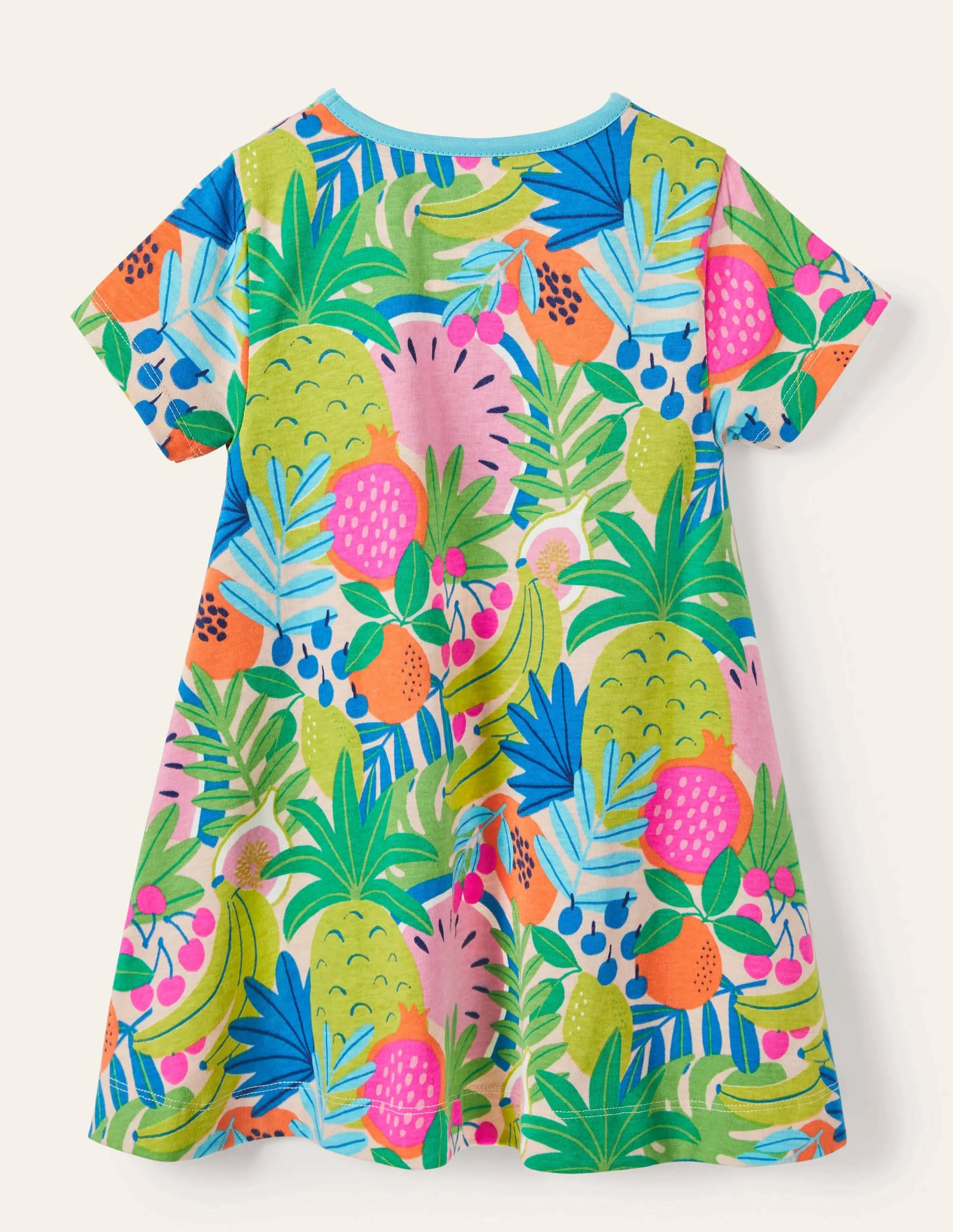 Short-sleeved Printed Tunic-Tickled Pink Tropical Fruit