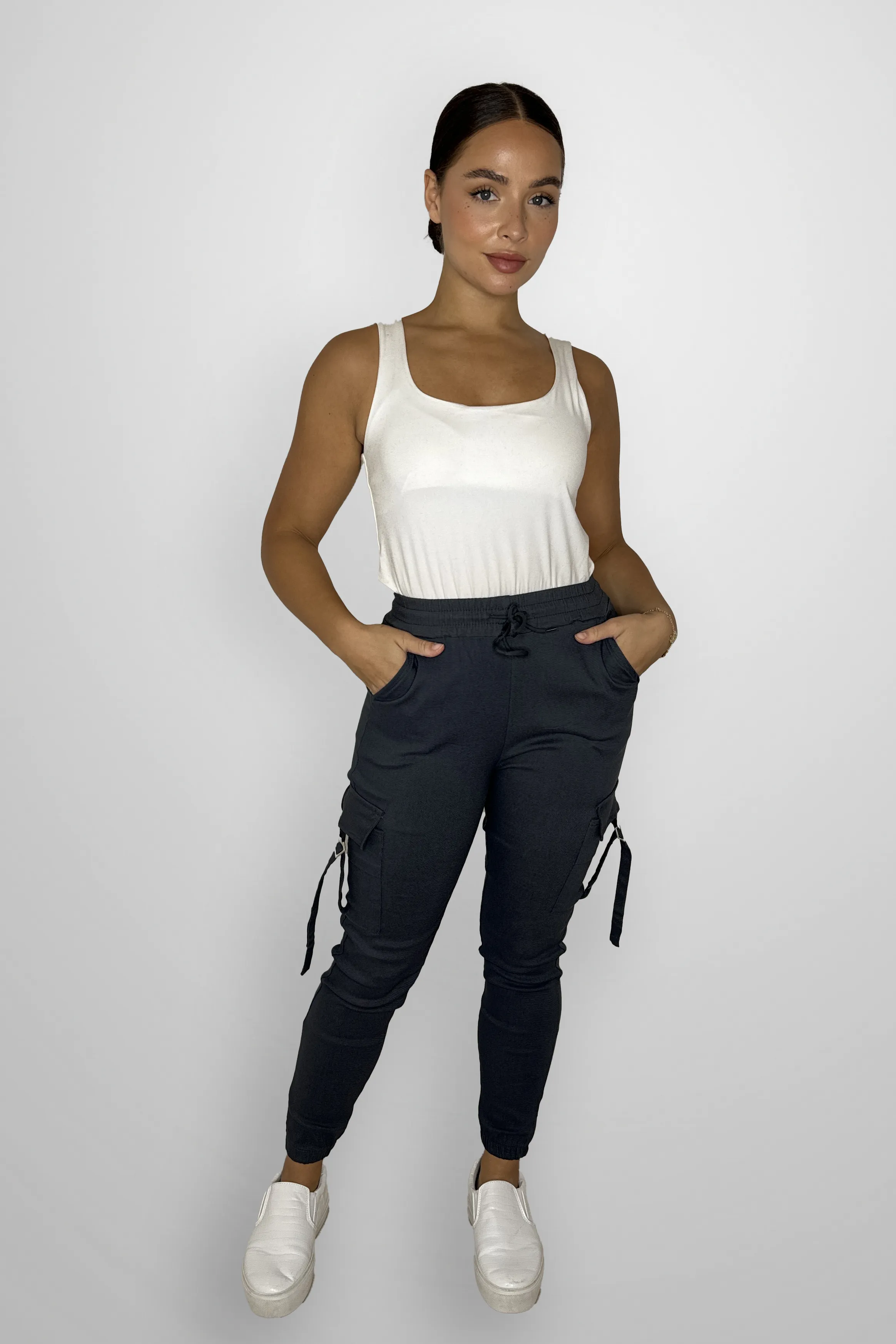 Slim Fit Utility Pocket Stretchy Fitted Cuffed Cargo Joggers